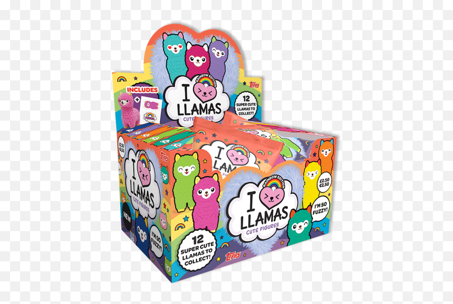 New Rainbow Llamas Figurines Display Box 12 Llamas Packets Emoji,Llama Emoticon With Shades