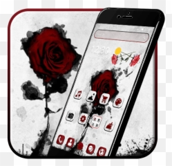 Ink Red Rose 2d Theme - Iphone Emoji,Rose Emoji Android