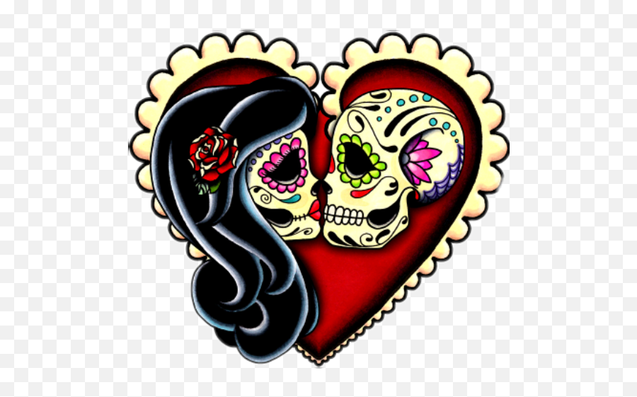 Baby Emoticons Love Teschio Dead Heart - Romantic Sugar Skull Couple Tattoo Emoji,Emoticons Dead