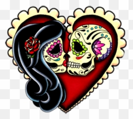 Baby Emoticons Love Teschio Dead Heart - Romantic Sugar Skull Couple Tattoo Emoji,Emoticons Dead