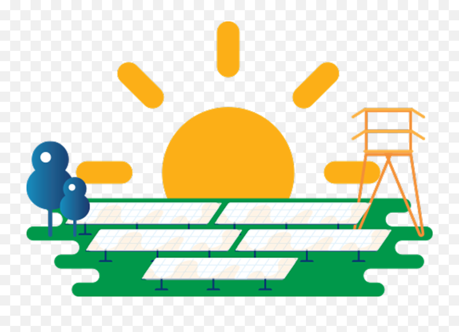 Sun Setting Behind Solar Panels - Solar Farm Png Emoji,Solar Power Emoji
