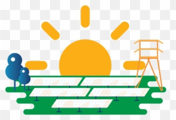 Sun Setting Behind Solar Panels - Solar Farm Png Emoji,Solar Power Emoji