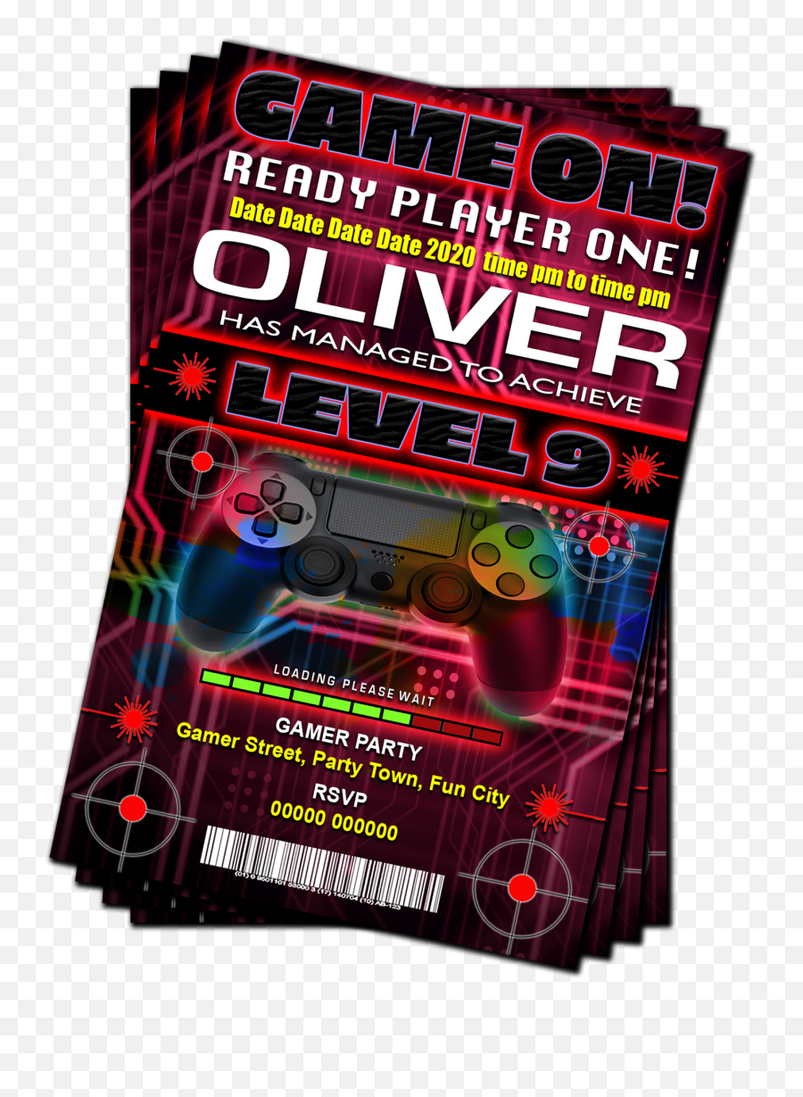 Gamer Xbox Ps4 Birthday Party Invitation Red Green Or Blue Grandwazoodesign Emoji,Ps4 Controller Emojis