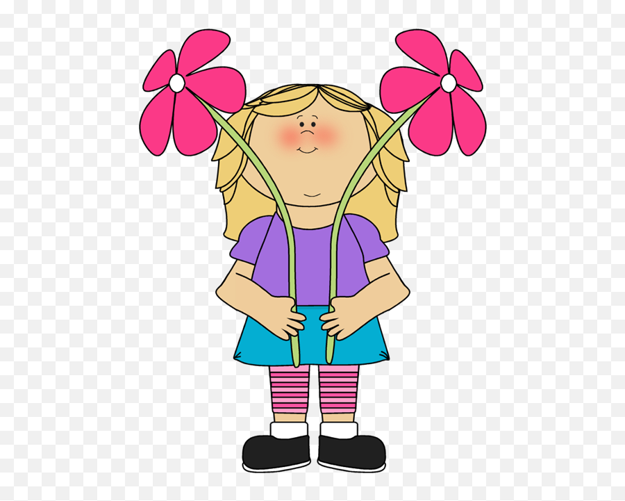 Girl Raising Hand Clipart - Clip Art Library Kids Holding Flowers Clipart Emoji,Girl Raising Hand Emoji