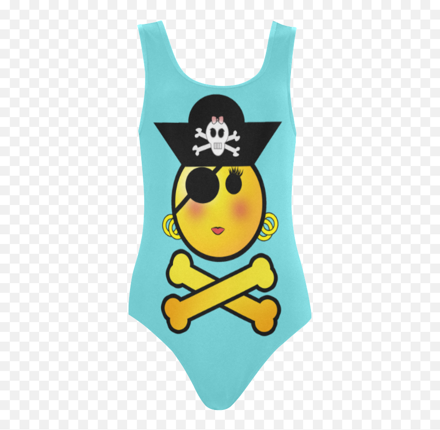 Pirate Emoticon - Smiley Emoji Girl Vest One Piece Swimsuit Model S04 Id D536062 Sleeveless,(: Girl Emoticon