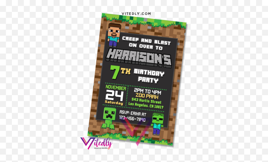 Invitations - Minecraft Birthday Invitations Emoji,Emojis Invitations Free Prints