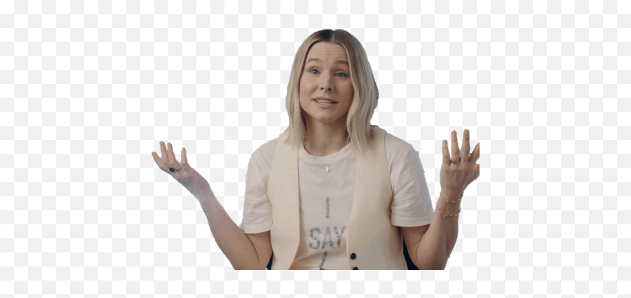 Shrug Kristen Bell Sticker - Shrug Kristen Bell Bustle Emoji,Emotions Wrist