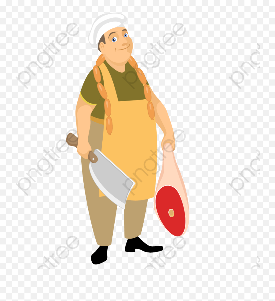 Meat Hawker Peddler - Illustration Clipart Full Size Workwear Emoji,Dog And Meat Emoji