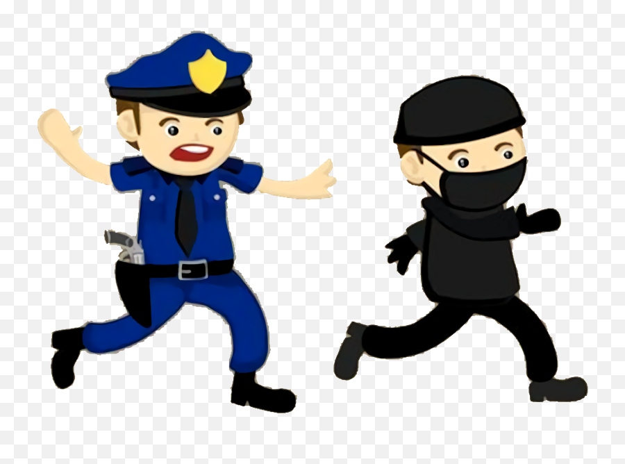 Officer Crime Illustration And Thief Transprent Png - Police Police In Action Cartoon Emoji,Cop Emoji