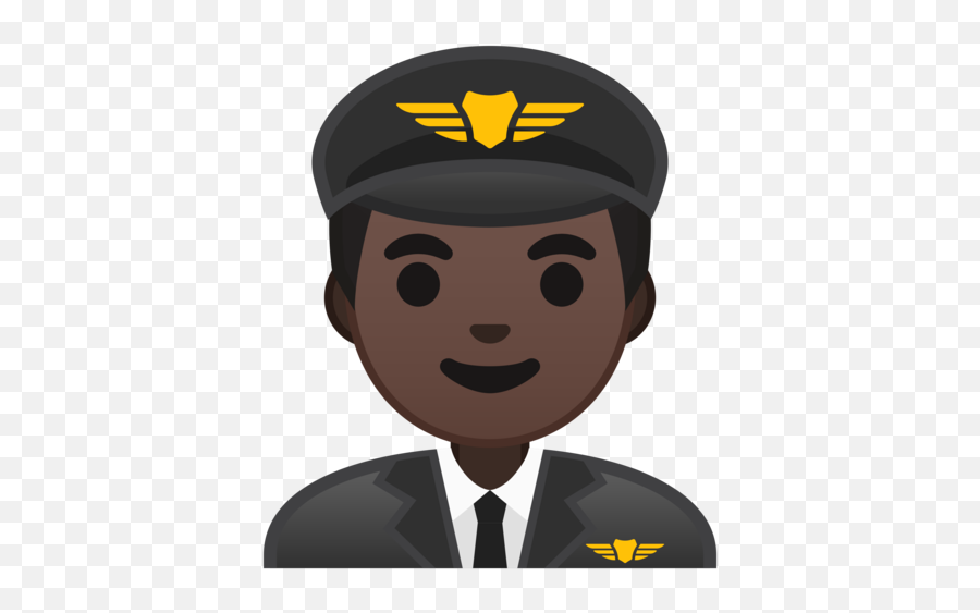 Dark Skin Tone Emoji - Black Pilot Emoji,Peach Emoji Cap