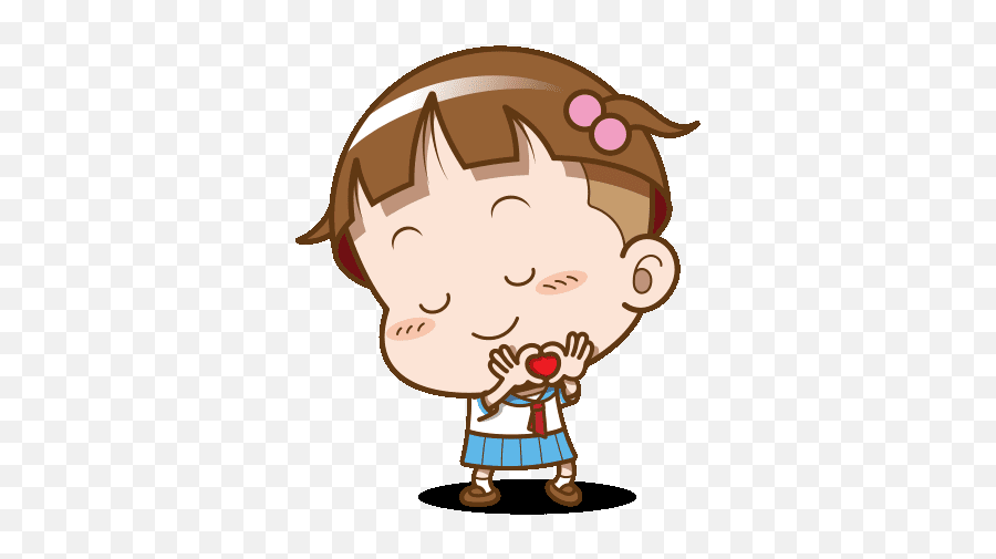 Love Gif - Asian Kid Cartoon Gif Emoji,Jum Emoticon Gif