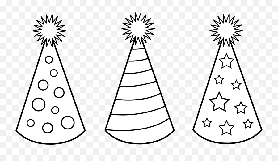 Birthday Cap Clipart Black And White Png - Party Hat Coloring Page Emoji,Emoji Booze Cruise