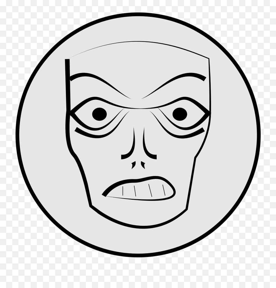 Angry Mask Face Free Vector Graphics - Background Drawing Face Emoji,Emotion Marah