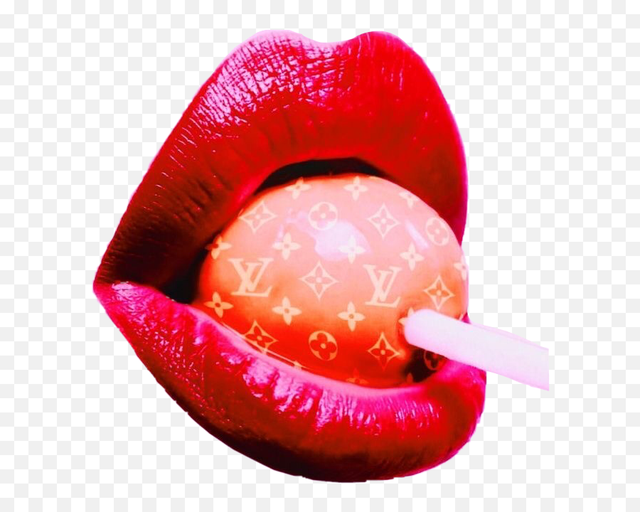 Lv Louisvuitton Lollipop Sticker - Aesthetic Lips Poster Emoji,Lollipop And Lips Emoji