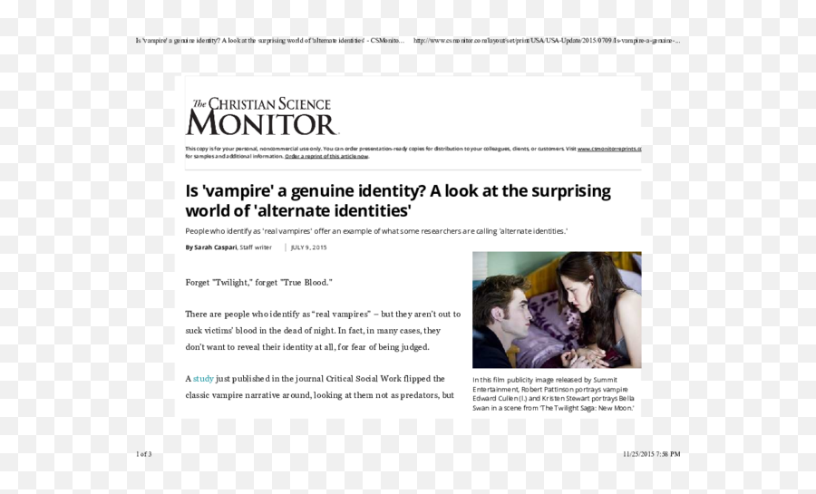 Vampire A Genuine Identity - Christian Science Monitor Emoji,Kristen Stewart Emotion