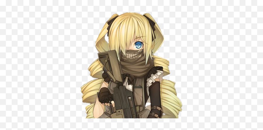 Military Sticker - Anime Badass Girls With A Gun Emoji,Emoji Mask With Gun