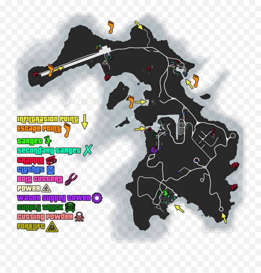 All Possible Points Of Interest Map - The Cayo Perico Heist Cayo Perico Treasure Chest Locations Emoji,Keltner 2017 Emotion Map