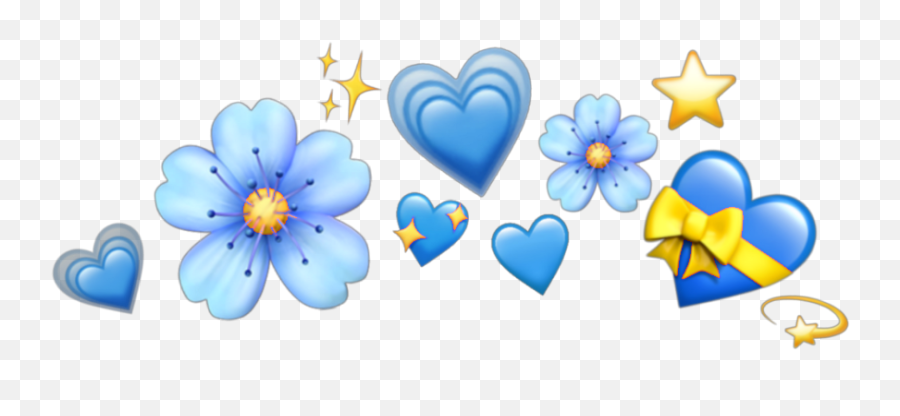 Hearts Flowers Emoji Crown Blue Sticker By - Heart Emoji Transparent,Blue Heart Emoji Transparent