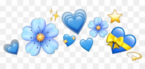 Hearts Flowers Emoji Crown Blue Sticker By - Heart Emoji Transparent,Blue Heart Emoji Transparent