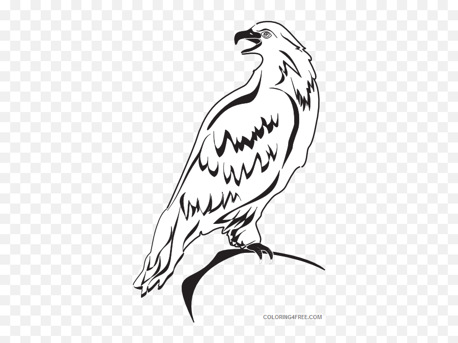 Eagle Outline Coloring Pages Perched Eagle Outline Clip Art - Eagle Perched Clipart Emoji,Twitter Bird Emoji Movie Rules