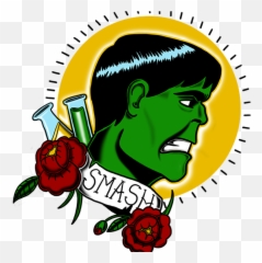 Hulk Tattoo Flash - Hulk Flash Tattoo Emoji,Hulk Smash Emoticon On Bttv