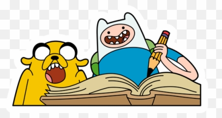 Finn And Jake Writing A Book Sticker - Sticker Mania Emoji,Finn The Human Text Emoticon