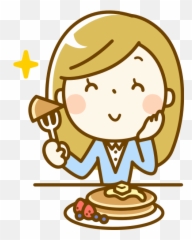 Woman Eating Pancakes - Eating A Pancake Clip Art Png Emoji,Pancake Emoji