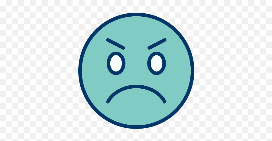 Angry Emoticon Smiley Icon - Blue Angry Face Emoji,Angry Face Emoji