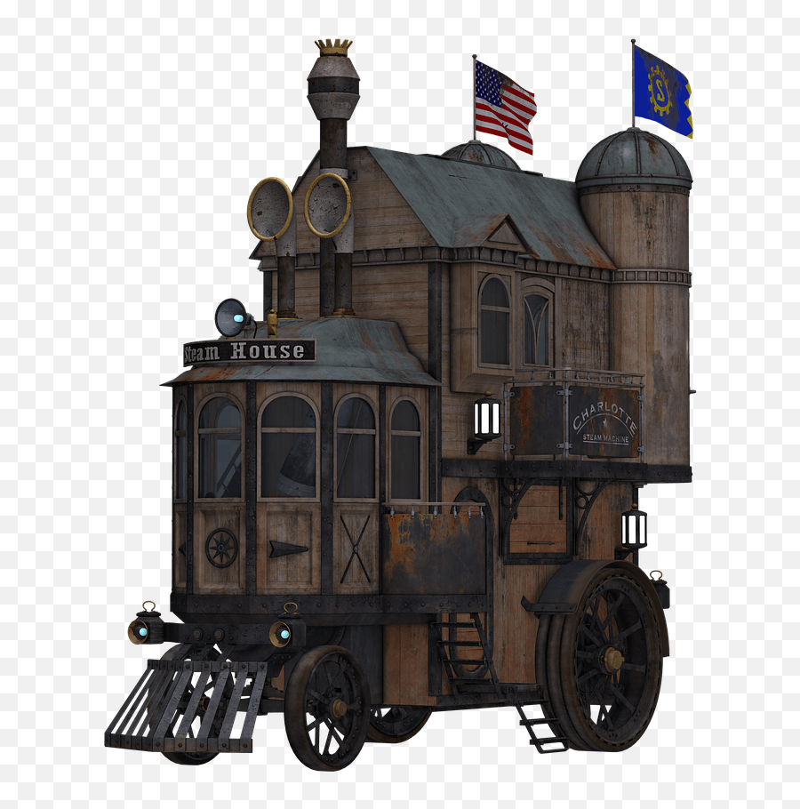 Train Steampunk Transportation Sticker - Steampunk Maison Png Emoji,Flag And Train Emoji