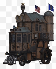 Train Steampunk Transportation Sticker - Steampunk Maison Png Emoji,Flag And Train Emoji