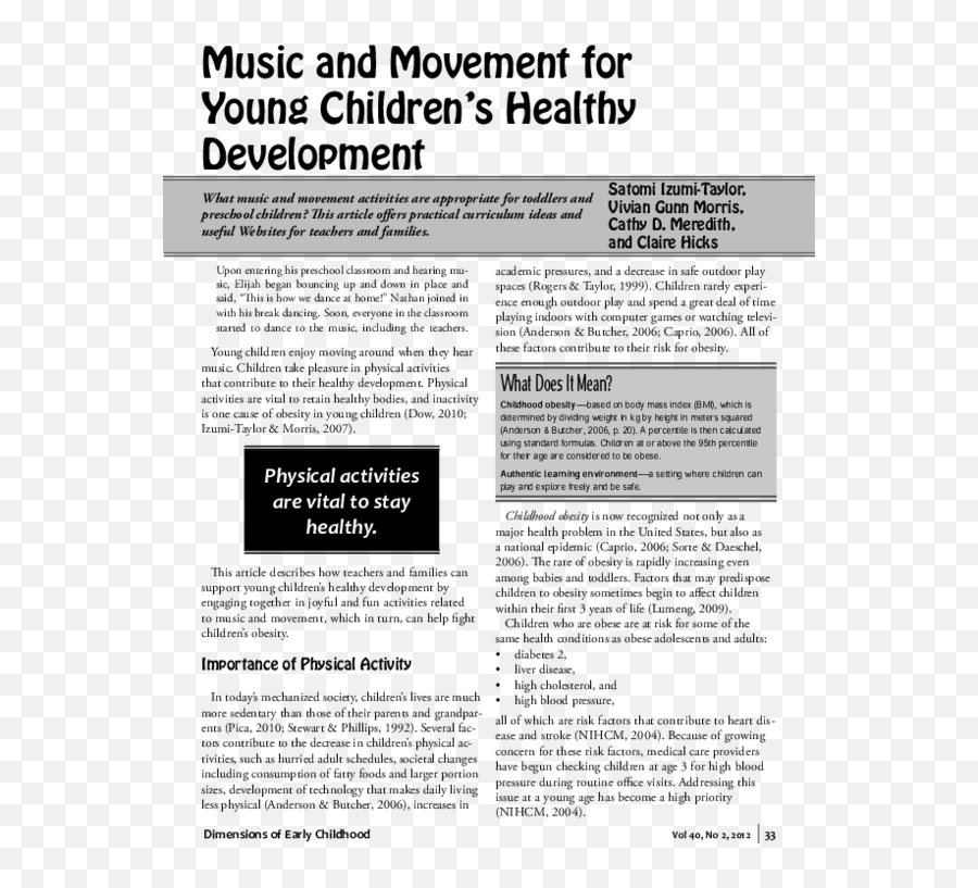 Pdf Music And Movement For Young Childrenu0027s Healthy - Document Emoji,Emotion Songs For Preschoolers