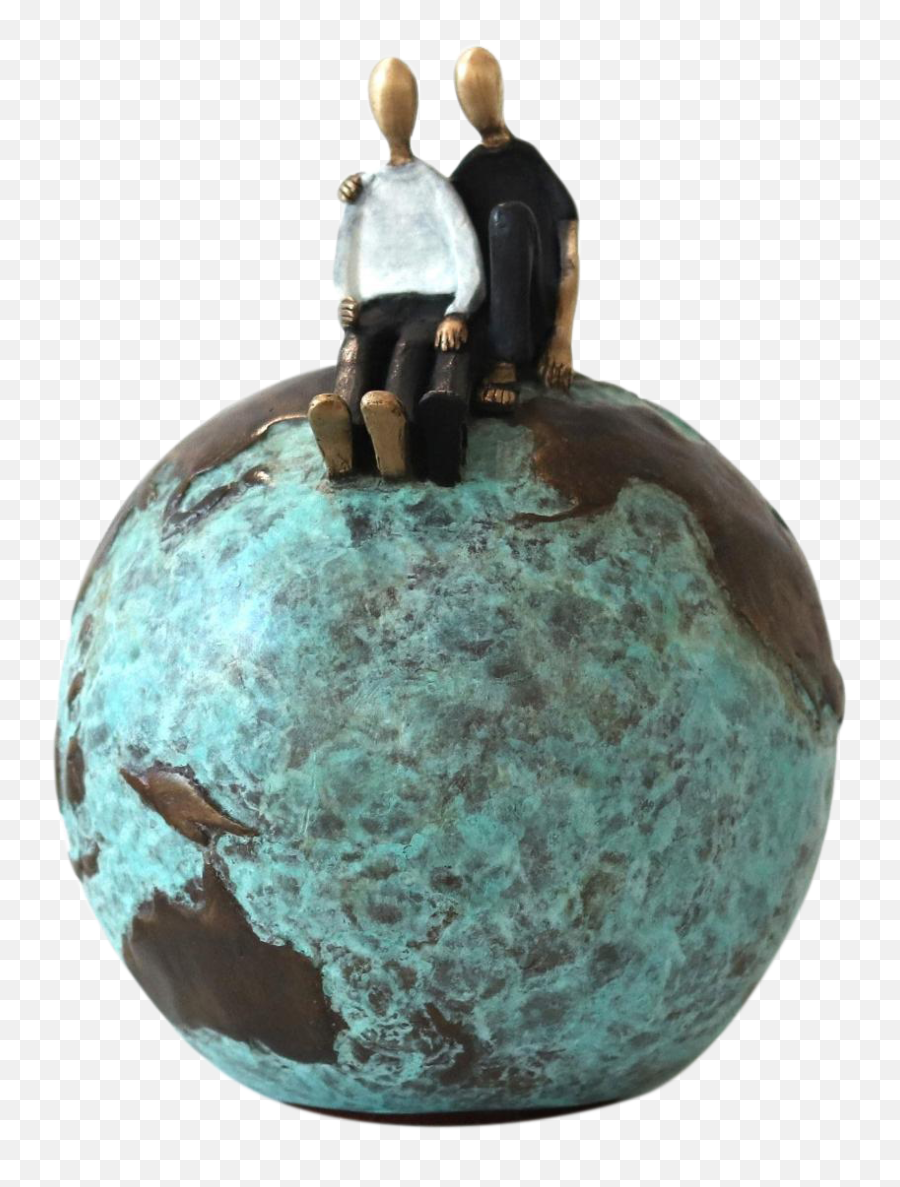 Family On Top Of The World U0027u0027one World One Love 38u0027u0027 Contemporary Figurative Bronze Sculpture By Mireia Serra - Earth Emoji,Modern Family Expressing Emotions