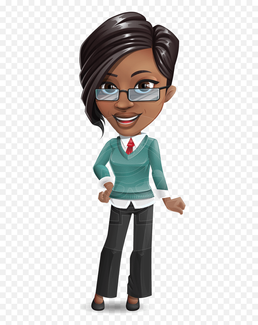 Smart School Teacher Woman Cartoon - Cartoon Smart Image Of Teacher Emoji,Ca Rtoon Girl Stamding Emotions
