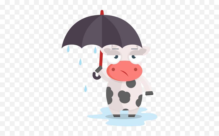 Raining Stickers - Cow With Umbrella In Rain Emoji,Download Umbrella Emoticon