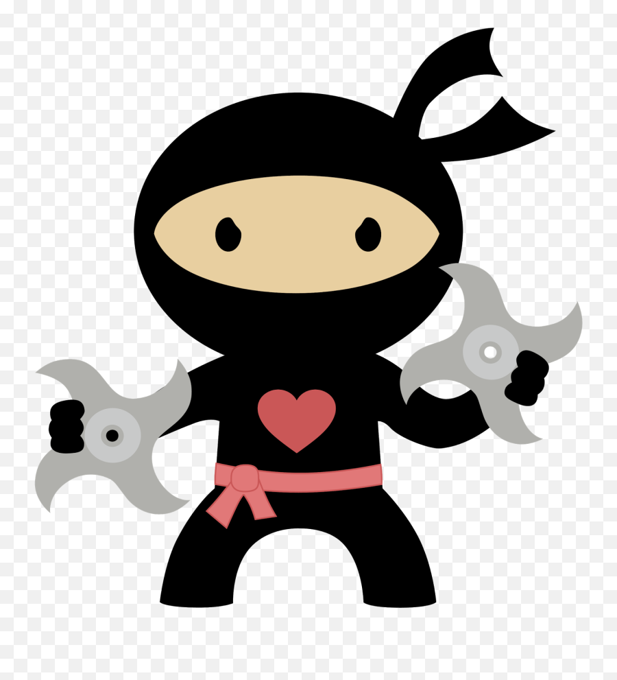Ninja Clipart Heart - Girl Ninja Clip Art Png Download Cute Ninja Clipart Emoji,Animated Ninja Emoticons