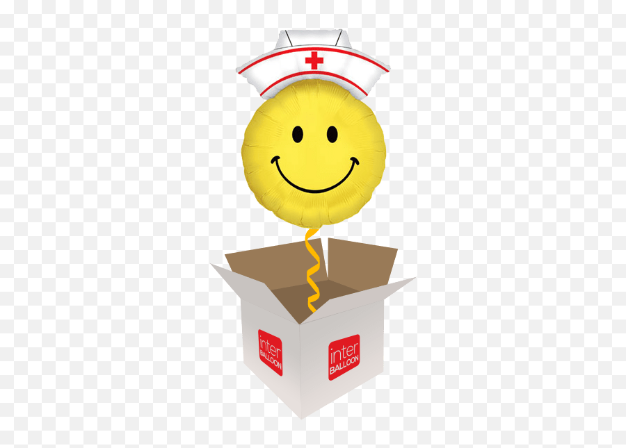 Welwyn Garden City Helium Balloon Delivery In A Box Send - Smiley Face Nurse Emoji,Emoji Balloons At Party City