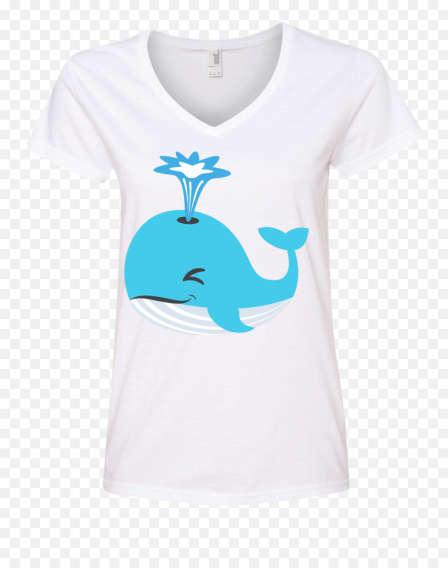 Whale Blow Hole Spray Emoji Ladies V - Whale Emoji In Png,Hole Emoji
