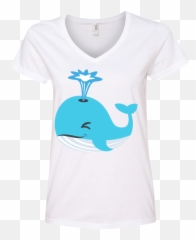 Whale Blow Hole Spray Emoji Ladies V - Whale Emoji In Png,Hole Emoji