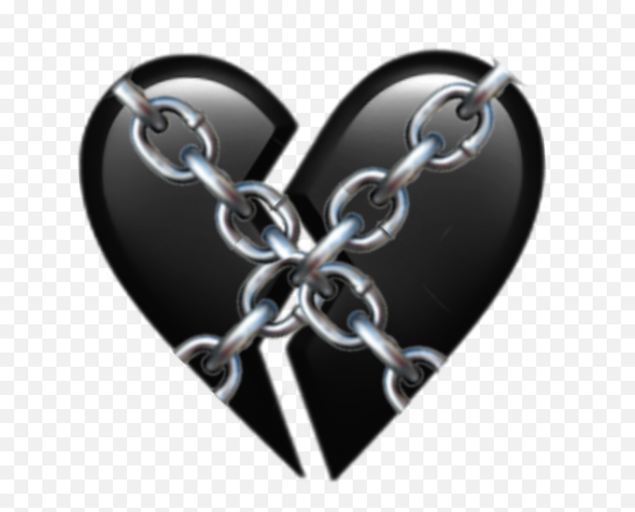 Black Emoji Broken Heart Chain Sticker By Satanicbarbie,Broken Heart Emoji Blacxk