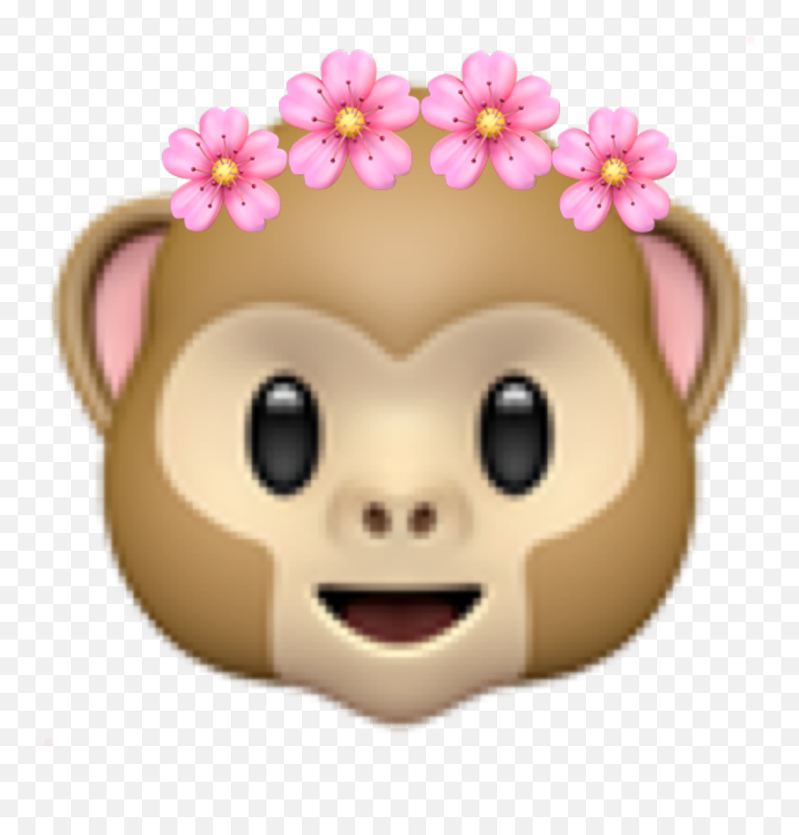 Monkey Flowercrown Emoji Sticker - Happy,Monkey Emoji With Flower Crown Png