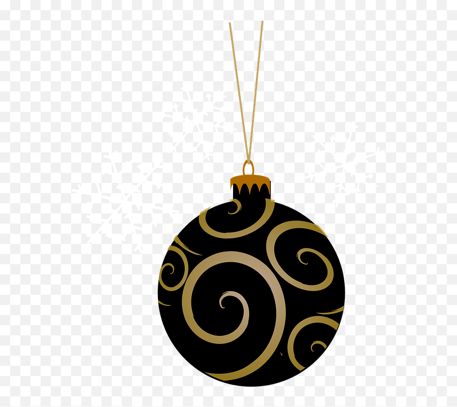 Black Tree Round Bauble Gold Christmas - Black Christmas Ornament Png Emoji,The Emotions Black Christmas