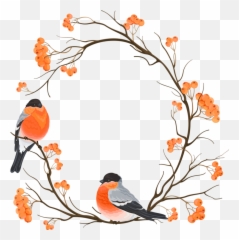 Download Branch Chinese Round Bird Eurasian Bullfinch - Chinese Flower Frame Png Emoji,Flip The Bird Emoticon Facebook