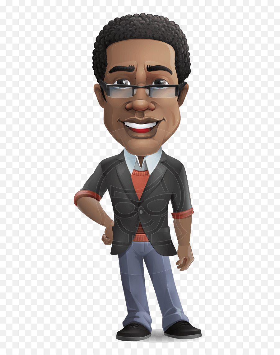 Smart African - American Teacher Cartoon Vector Character Graphicmama Black Character Png Emoji,Vector Cartoon Faces Emotions