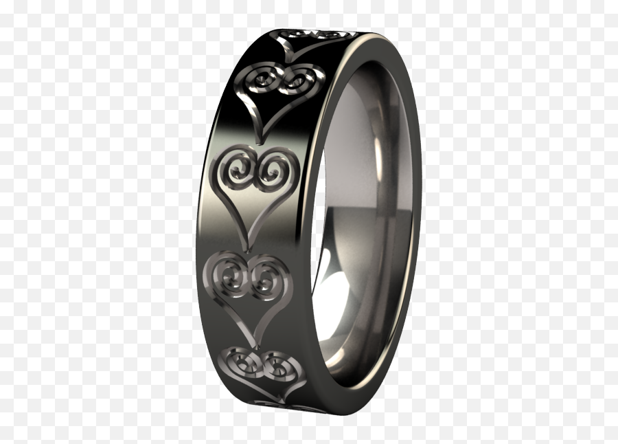 Emotions Titanium Ring - Black Greek Key Wedding Band Emoji,Emotions Of Gray