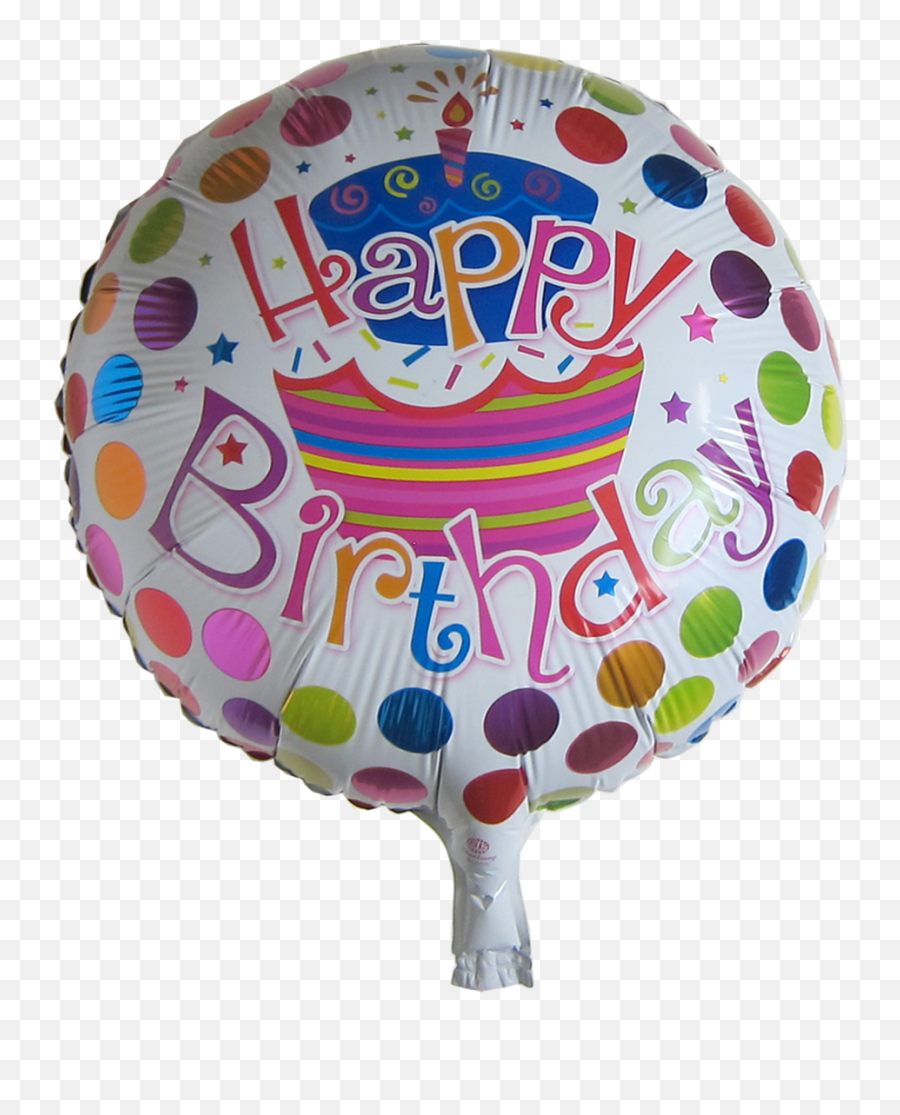 17 Inch Round Happy Birthday Mylar Balloon Cake U0026 Dots - Happy Birthday Balloons Foil Emoji,Happy Birthday Emoji Texts