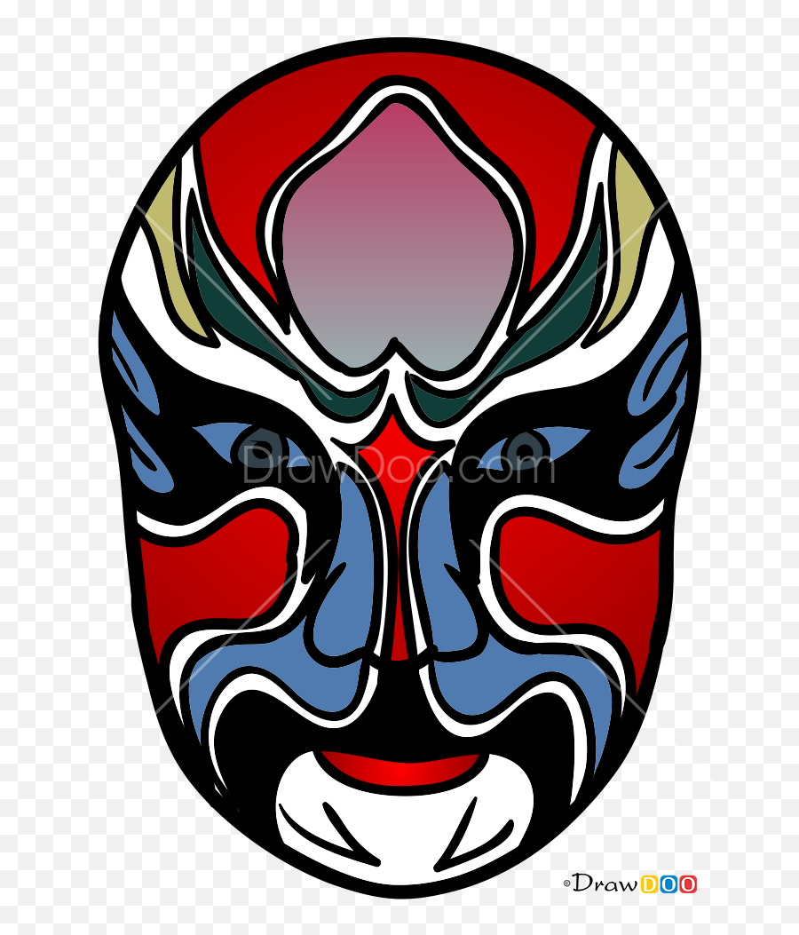 How To Draw Chinese Opera Mask Face Masks - For Adult Emoji,Asian Face Emoji