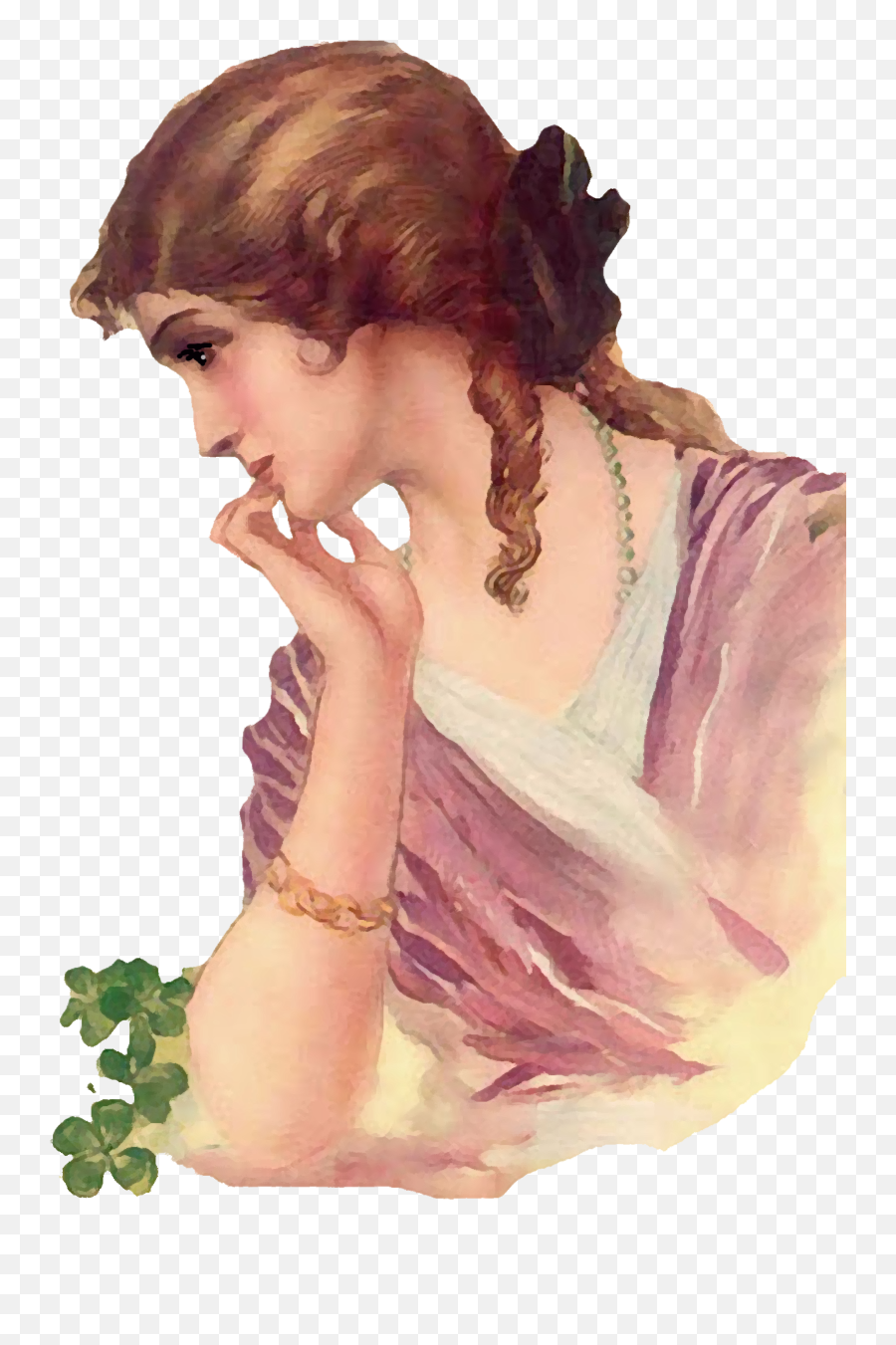 Vintage Portrait Of A 1920s Girl - Hairstyle Woman Indian Png Emoji,Portrait Painting Showing Emotion