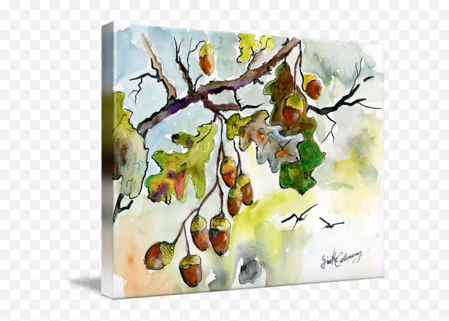 Oak Leaves Autumn Inspiration - Autumn Acorns Painting Emoji,Many Emotions Art