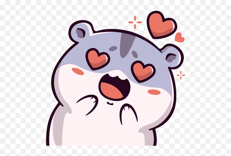 Kawaii Chibi In Love Hamster With Floating Hearts - Canva Dot Emoji,Hamaster Emoji