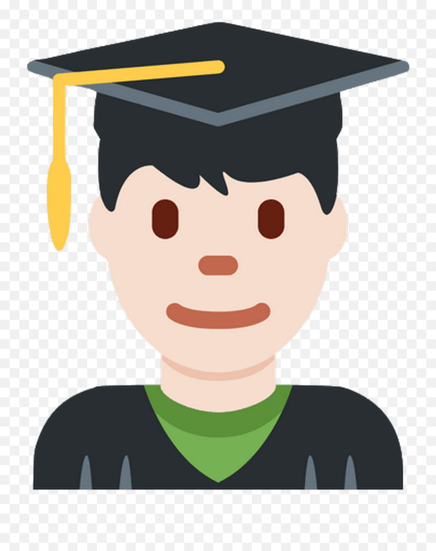 Man Student Emoji With Light Skin Tone - Emoji,Graduation Emoji
